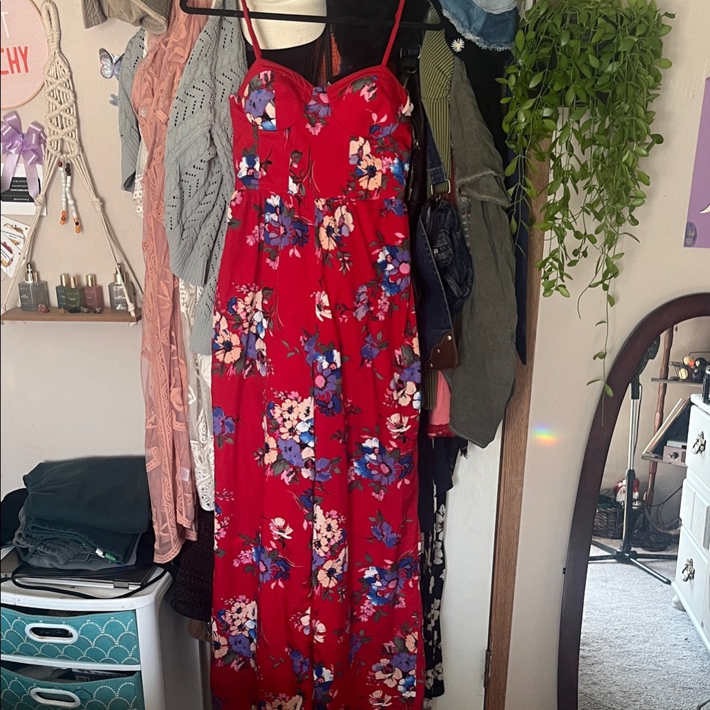 Floral Red Jumpsuit